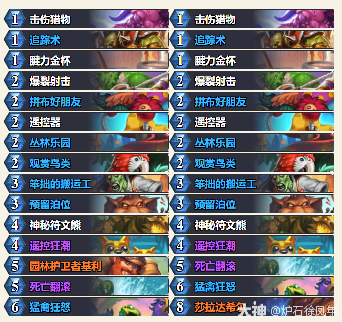 炉石传说平台赛决赛虎牙公主污手猎卡组代码分享