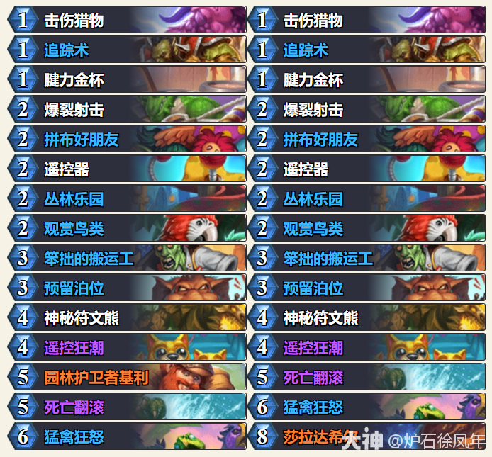 炉石传说平台赛决赛Douyinchu污手猎卡组代码分享