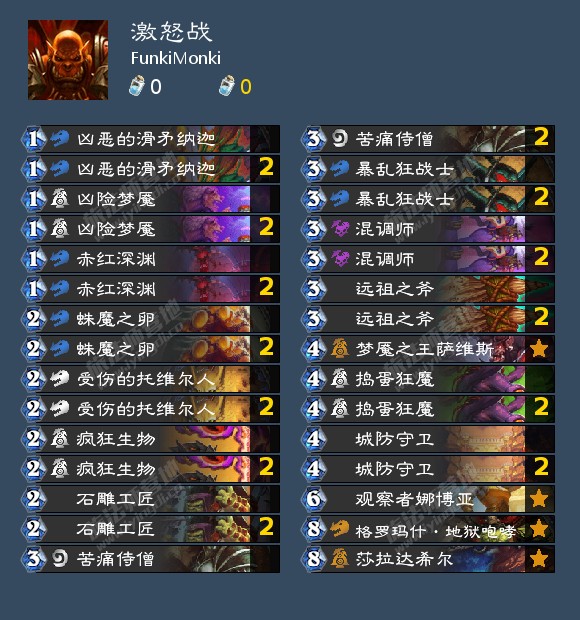 炉石传说FunkiMonki激怒战卡组代码分享