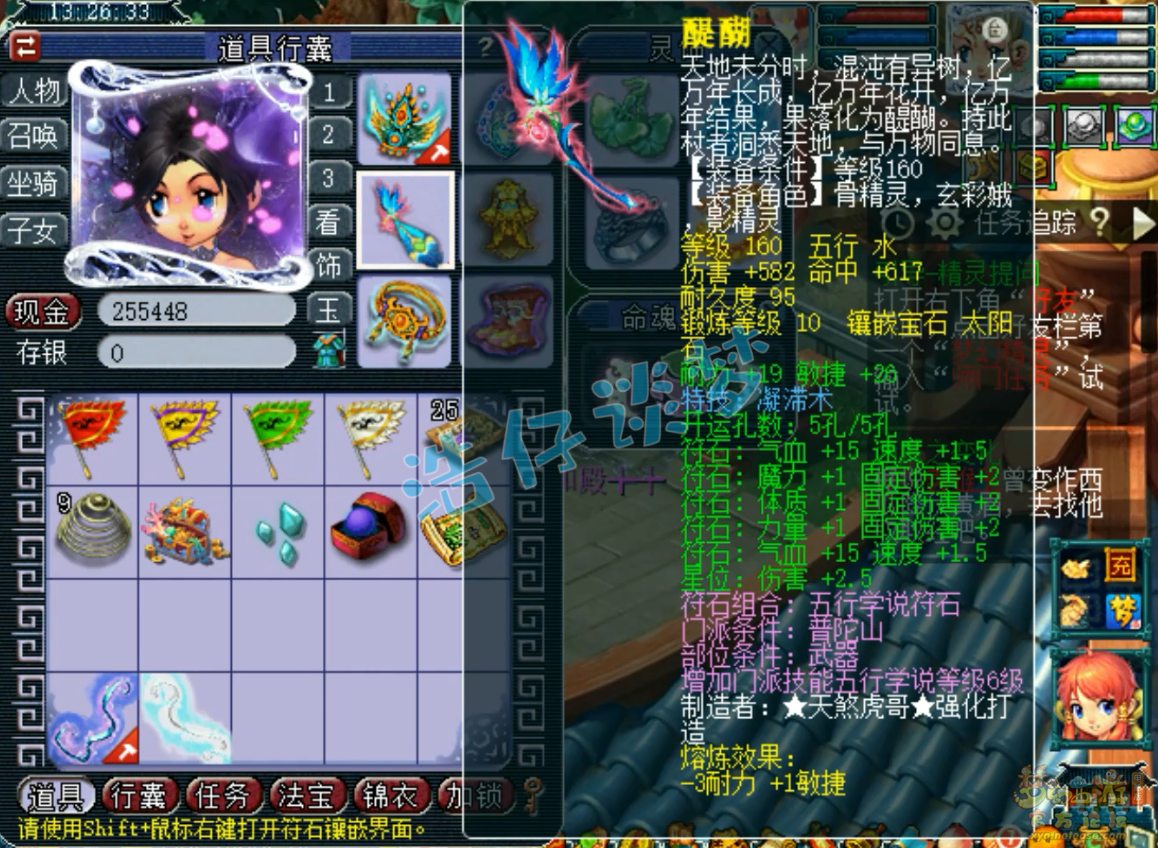 梦幻西游175级咒师普陀山装备展示图