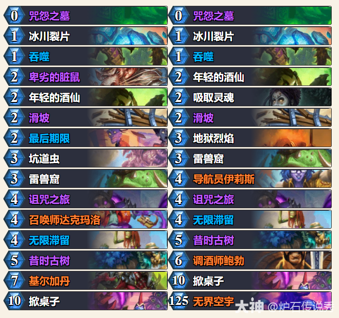 炉石传说季岁控制术卡组代码一览