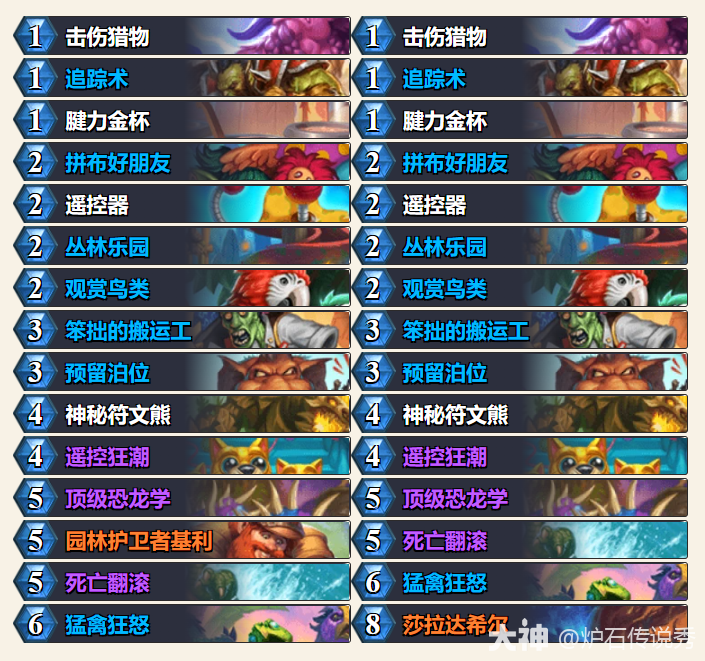 炉石传说季岁污手猎卡组代码一览