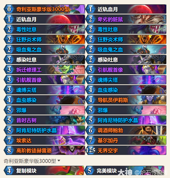 炉石传说夜雨霜星舰DK卡组代码一览