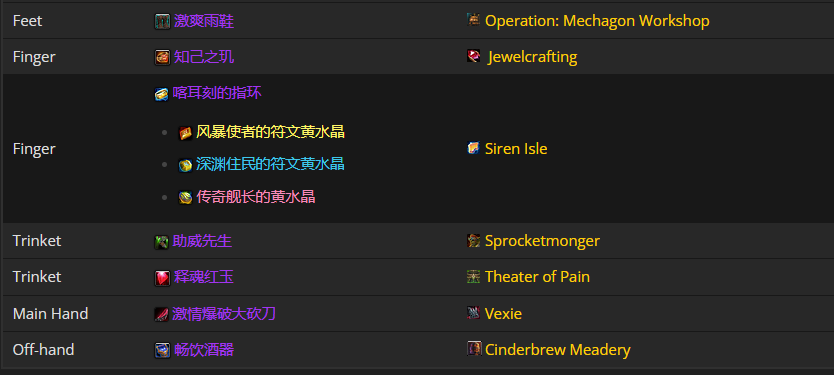 魔兽世界11.1织雾武僧毕业装备搭配