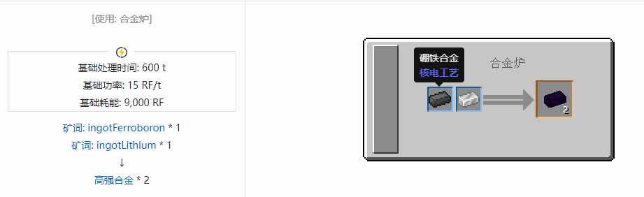 我的世界核电工艺合金合成表大全