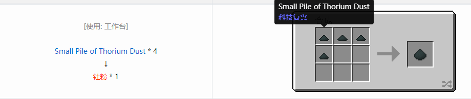 我的世界科技复兴粉合成表大全