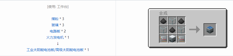 我的世界科技复兴发电设备合成表大全