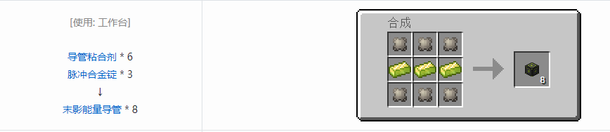 我的世界末影接口导管合成表大全