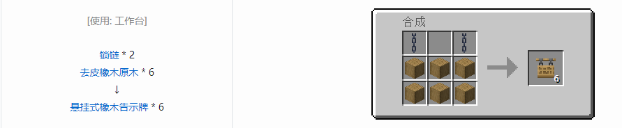 我的世界悬挂式告示牌合成表大全