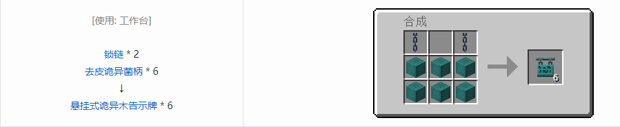 我的世界悬挂式告示牌合成表大全