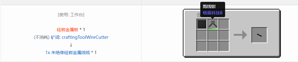 我的世界格雷科技61x未绝缘线缆合成表大全