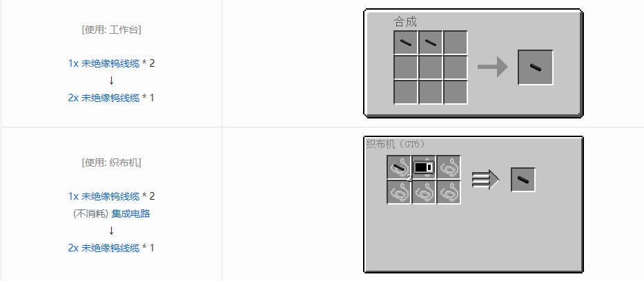 我的世界格雷科技62x未绝缘线缆合成表大全