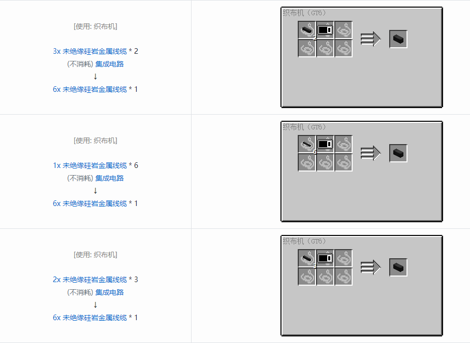 我的世界格雷科技6 6x 未绝缘线缆合成表大全