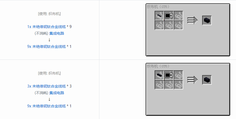 我的世界格雷科技6 9x 未绝缘线缆合成表大全