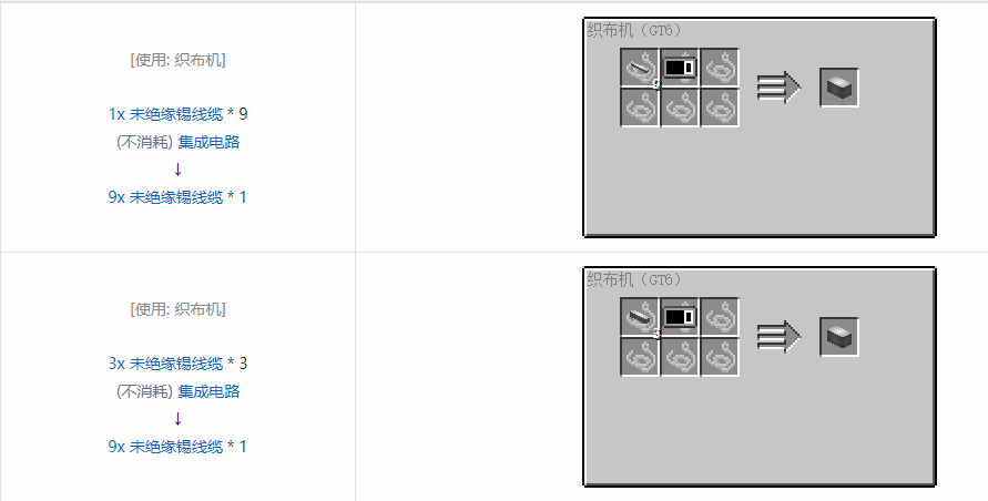 我的世界格雷科技6 9x 未绝缘线缆合成表大全