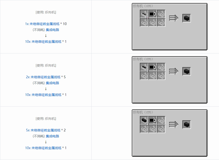 我的世界格雷科技6 10x 未绝缘线缆合成表大全
