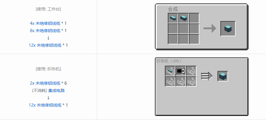 我的世界格雷科技6 12x 未绝缘线缆合成表大全