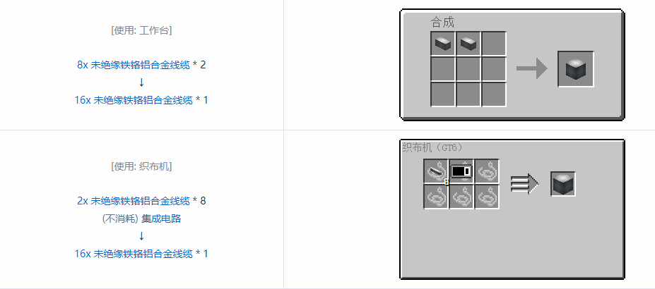 我的世界格雷科技6管道线缆轴合成表大全