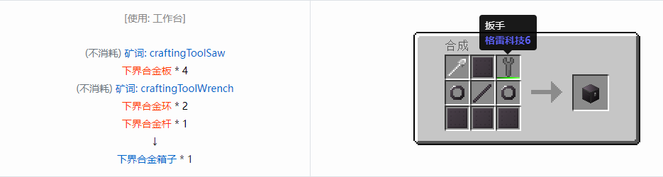 我的世界格雷科技6物品容器合成表大全