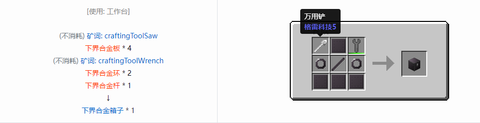 我的世界格雷科技6物品容器合成表大全