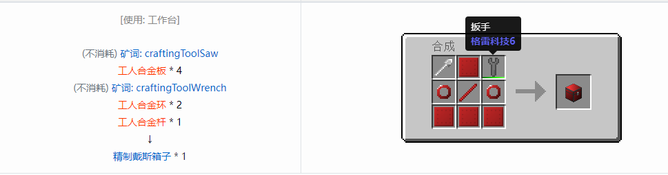 我的世界格雷科技6物品容器合成表大全