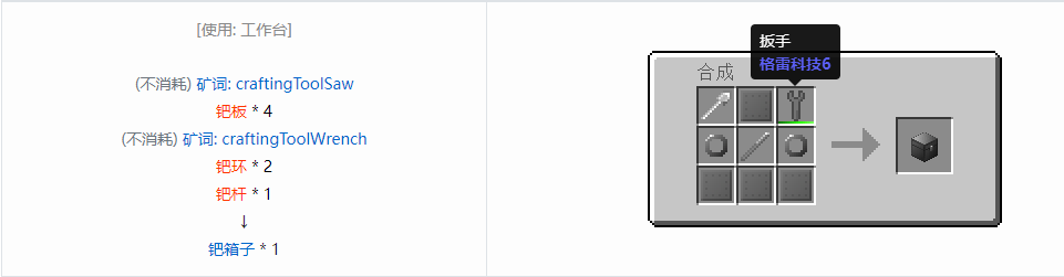 我的世界格雷科技6物品容器合成表大全
