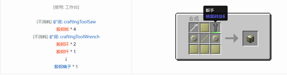 我的世界格雷科技6物品容器合成表大全