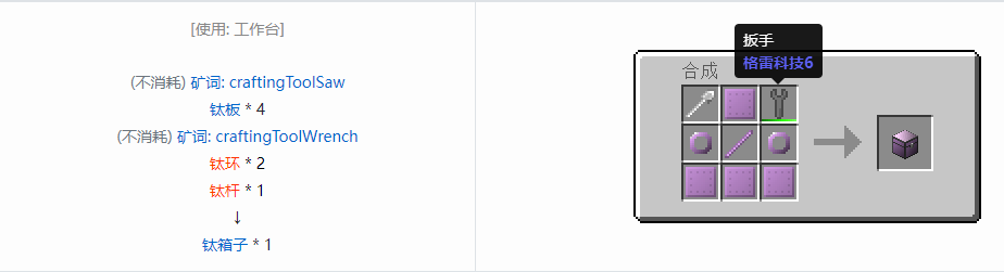 我的世界格雷科技6物品容器合成表大全