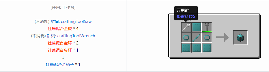 我的世界格雷科技6物品容器合成表大全