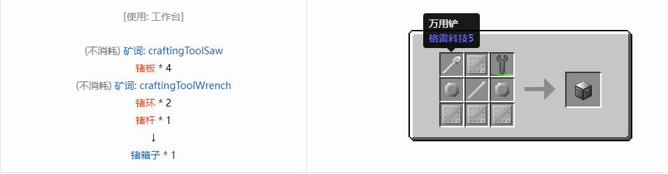 我的世界格雷科技6物品容器合成表大全