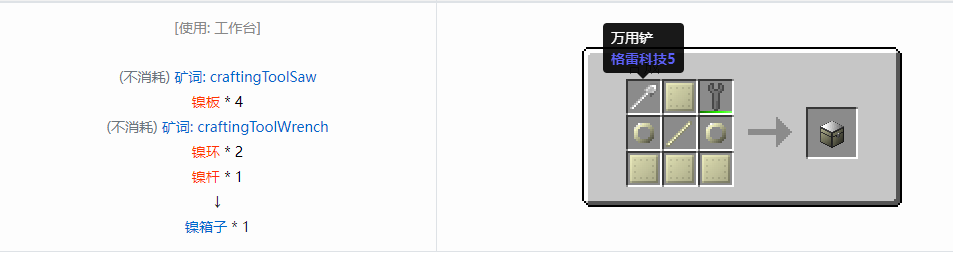 我的世界格雷科技6物品容器合成表大全