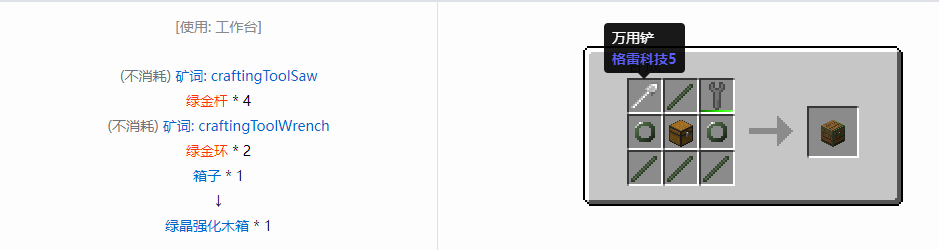 我的世界格雷科技6物品容器合成表大全
