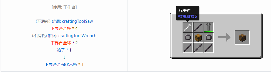 我的世界格雷科技6物品容器合成表大全