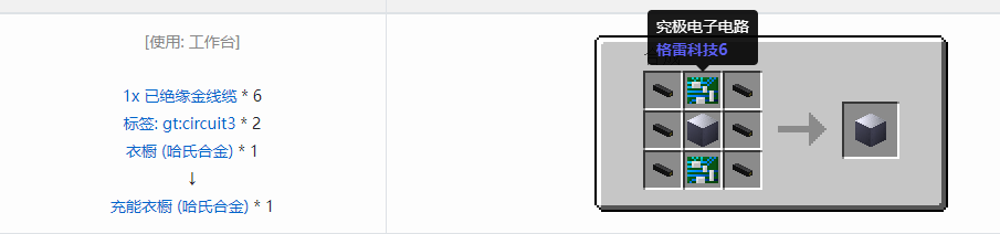 我的世界格雷科技6充能衣橱合成表大全