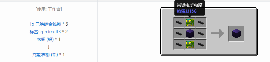 我的世界格雷科技6充能衣橱合成表大全