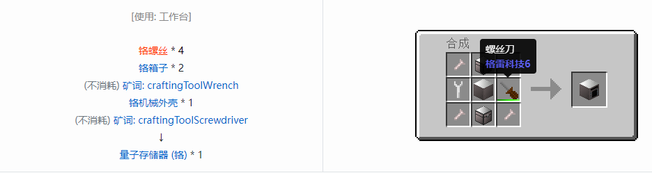 我的世界格雷科技6物品容器合成表大全