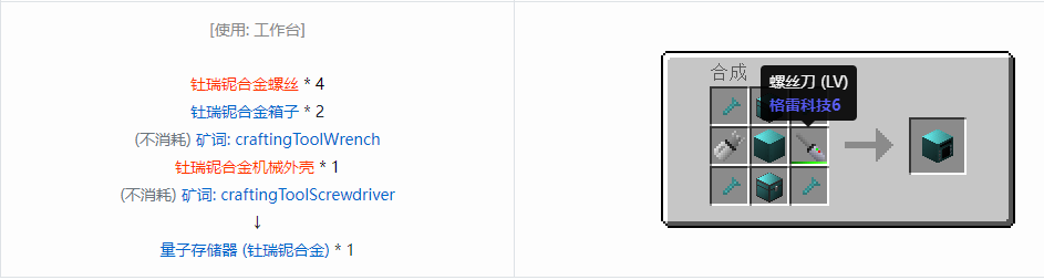 我的世界格雷科技6物品容器合成表大全