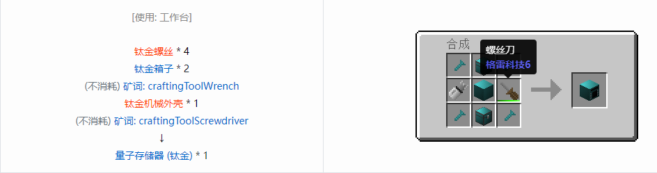我的世界格雷科技6物品容器合成表大全