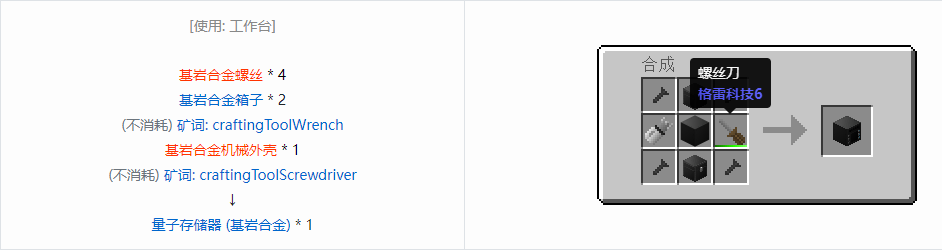 我的世界格雷科技6物品容器合成表大全