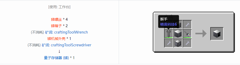 我的世界格雷科技6物品容器合成表大全
