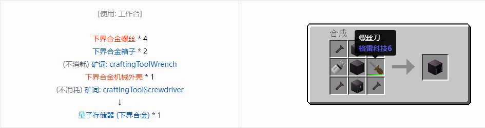 我的世界格雷科技6量子存储器合成表大全