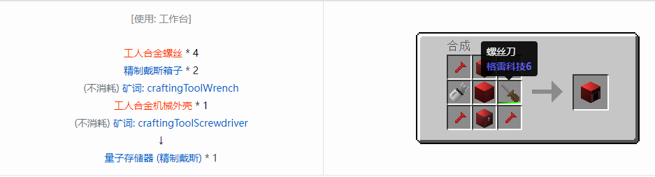 我的世界格雷科技6物品容器合成表大全