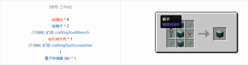 我的世界格雷科技6物品容器合成表大全