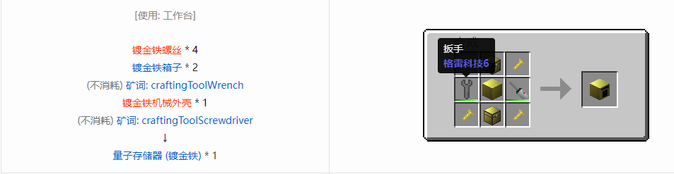 我的世界格雷科技6物品容器合成表大全
