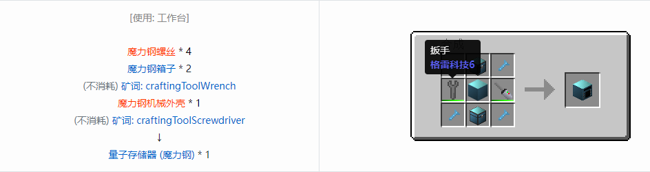 我的世界格雷科技6物品容器合成表大全