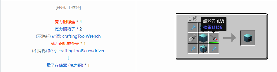我的世界格雷科技6物品容器合成表大全