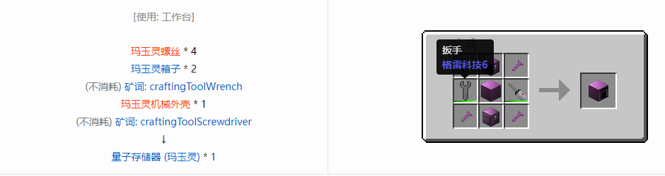 我的世界格雷科技6量子存储器合成表大全