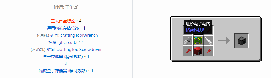 我的世界格雷科技6物流量子存储器合成表大全