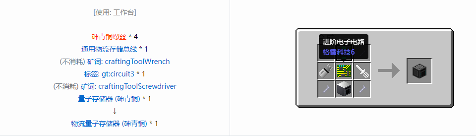 我的世界格雷科技6物品容器合成表大全