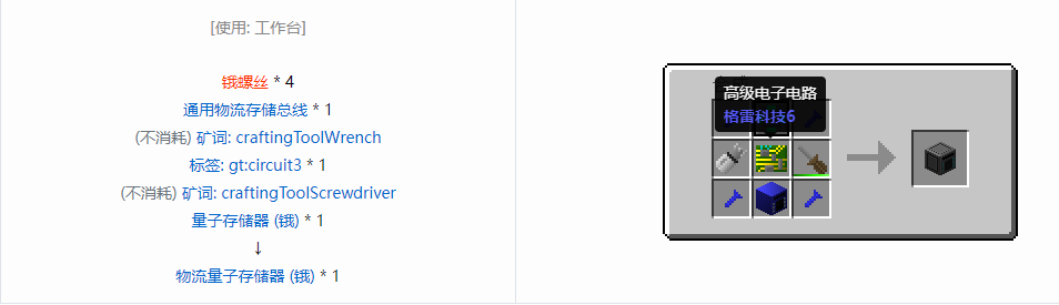 我的世界格雷科技6物流量子存储器合成表大全